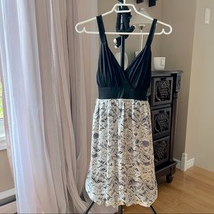 NWT Black and Cream Mini Dress with Built in Bra